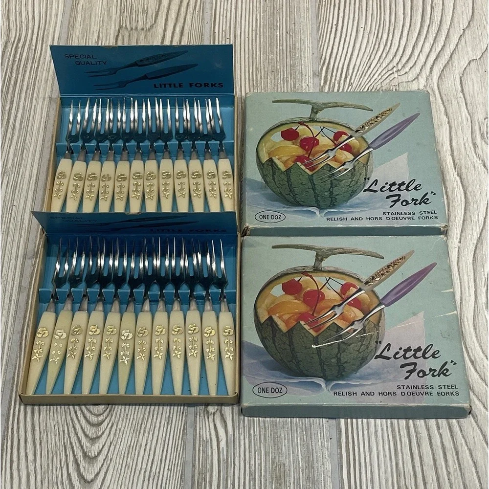 VTG Set Of 2 Little Fork Set 12 Stainless Steel Relish & Hors D'oeuvre Japan 4